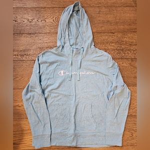 Women's Champion Lightweight Hoodie Sz XL Heathered Light Blue